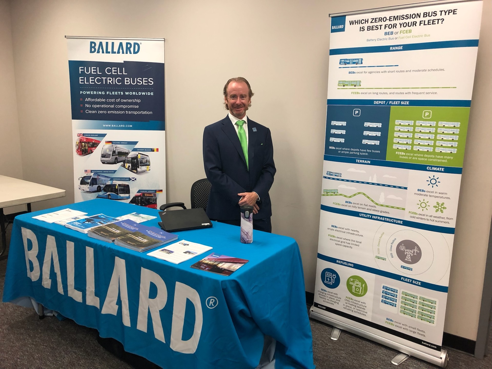 Tim at the Ballard Power Systems fuel cell electric bus exhibit